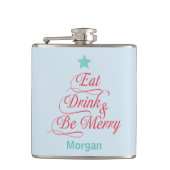 Red and Blue Eat Drink and Be Merry Heupfles (Voorkant)