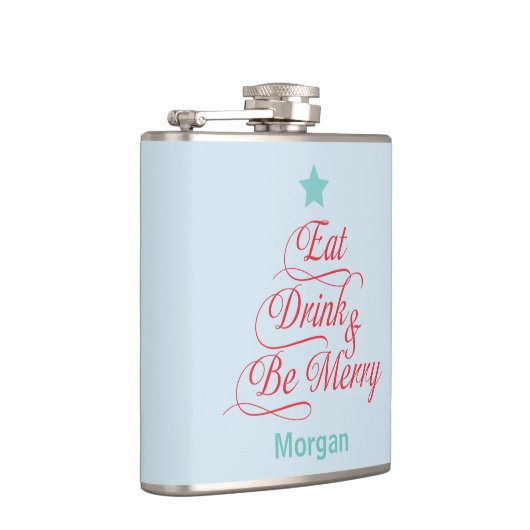 Red and Blue Eat Drink and Be Merry Heupfles (Rechts)