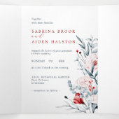 Red And Blue Flower Floral Wedding Drieluik Aankondiging (Binnenkant midden)