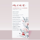 Red And Blue Flower Floral Wedding  Menu