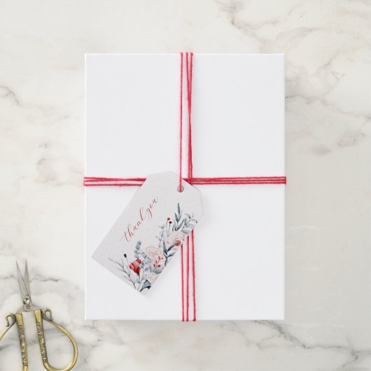 Red And Blue Flower Floral Wedding Thank You  Cadeaulabel (Met Touw)