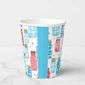 Red and Blue Gingham Mason Jar Pattern  Papieren Bekers (Rechts)