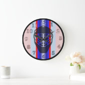 Red and Blue Goalie Mask Hockey Wall Clock Grote Klok (Huis)