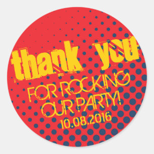 Red and Blue Halftone Sticker voor Birthday Party