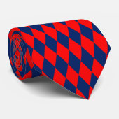 Red and Blue Harlequin Checkered Design  Stropdas (Opgerold)