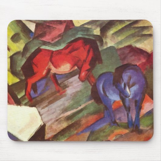 Red and Blue Horses Mousepad Muismat (Voorkant)