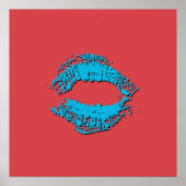 Red and Blue Kissing Lips Poster (Voorkant)