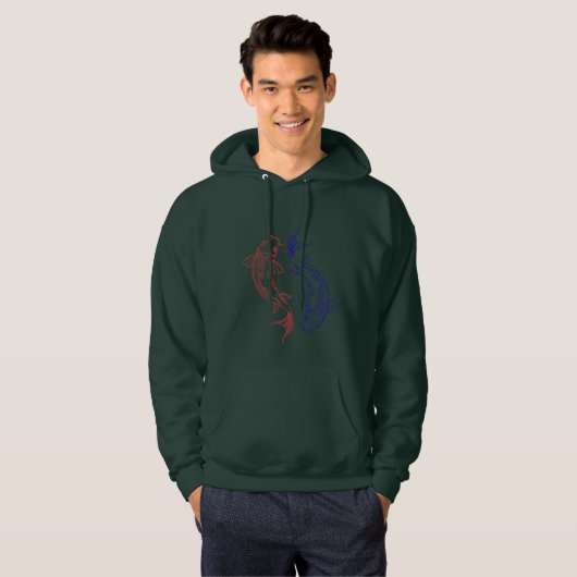 Red and Blue Koi Circle art  Hoodie (Voorkant volledig)