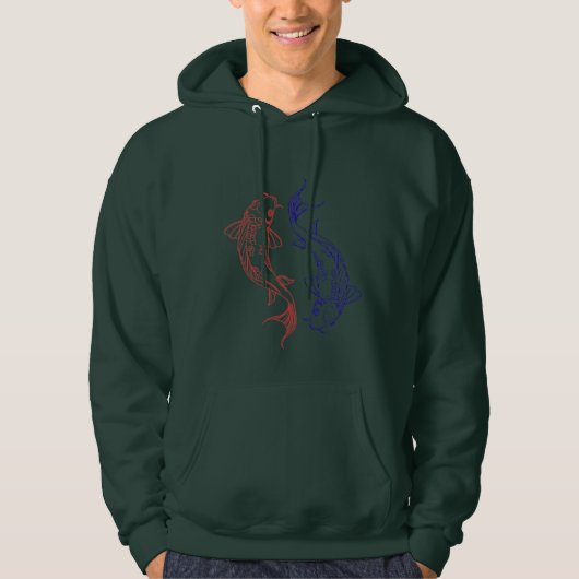Red and Blue Koi Circle art  Hoodie (Voorkant)
