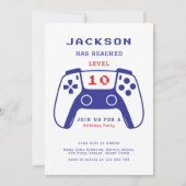 Red and Blue Level Up Gamer Boys Birthday Party Kaart (Voorkant)