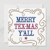 Red and Blue Merry Tex-Mas Y'all Feestdagenkaart (Voorkant)