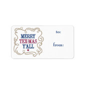 Red and Blue Merry Tex-Mas Y'all Gift Label Sticke (Voorkant)