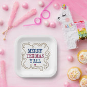 Red and Blue Merry Tex-Mas Y'all Papieren Bordje (Feest)