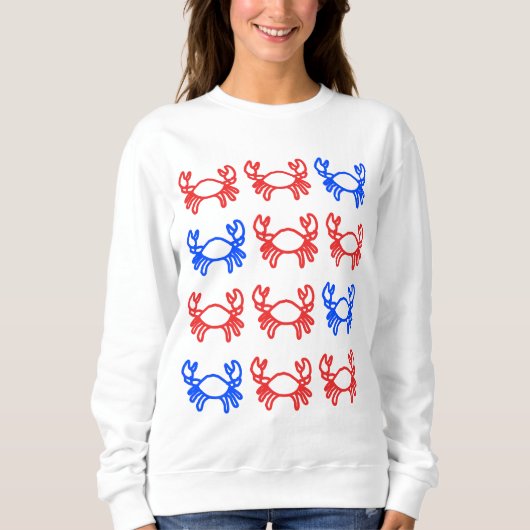 Red and Blue Outline Crab Design Trui (Voorkant)
