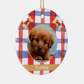 Red and Blue Plaid Round Pet Ornament (Rechts)