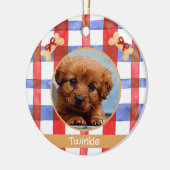 Red and Blue Plaid Round Pet Ornament (Links)
