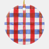 Red and Blue Plaid Round Pet Ornament (Achterkant)