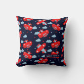 Red and Blue Planes and Clouds Kids Monogram Kussen (Voorkant)