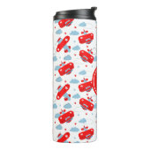 Red and Blue Planes and Clouds Kids Monogram Thermosbeker (Gedraaid links)