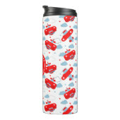 Red and Blue Planes and Clouds Kids Monogram Thermosbeker (Geroteerd rechts)