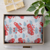 Red and Blue Planes and Clouds Kids Monogram Tissuepapier (Geschenk)