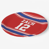 Red and Blue Sports Jersey Birthday Party Papieren Bordje (Gekanteld)