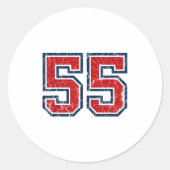 Red And Blue Srts Number 55 Jersey Uniform Player Ronde Sticker (Voorkant)