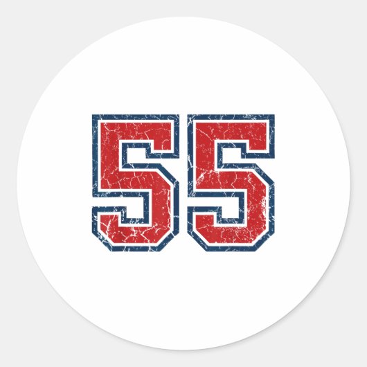 Red And Blue Srts Number 55 Jersey Uniform Player  Ronde Sticker (Voorkant)