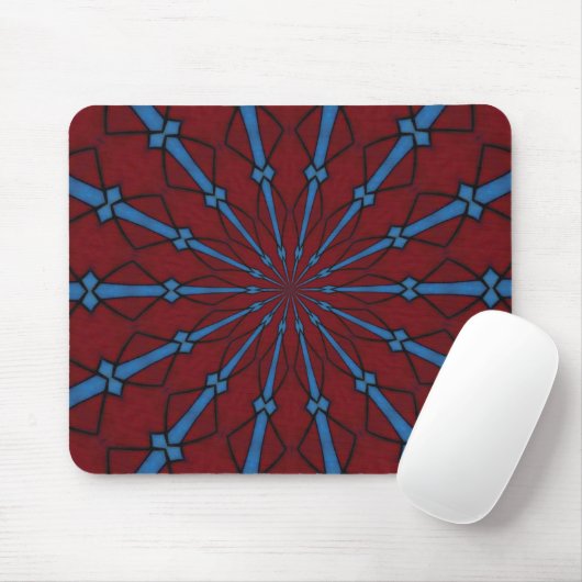Red and Blue Stained Glass Radial Mousepad Muismat (Met muis)