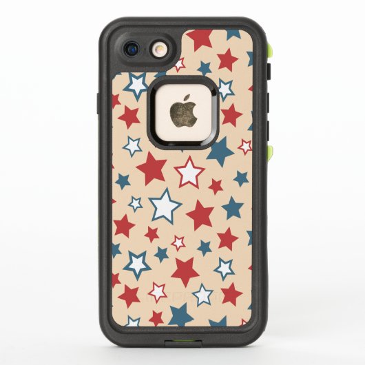 Red and Blue Stars, 4th of July, Beige Background (Achterkant)