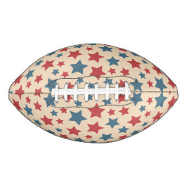 Red and Blue Stars, 4th of July, Beige Background American Football