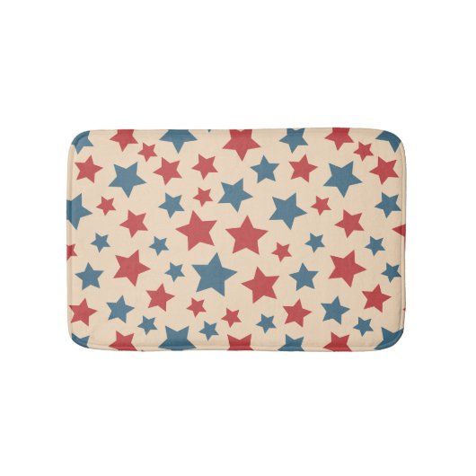 Red and Blue Stars, 4th of July, Beige Background Badmat (Voorkant)