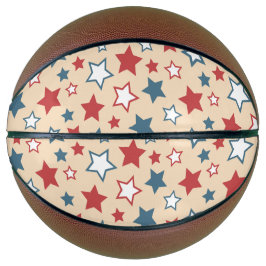 Red and Blue Stars, 4th of July, Beige Background Basketbal