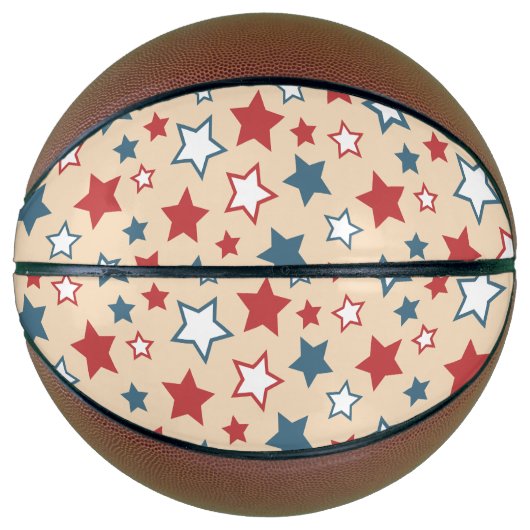 Red and Blue Stars, 4th of July, Beige Background Basketbal (Voorkant)