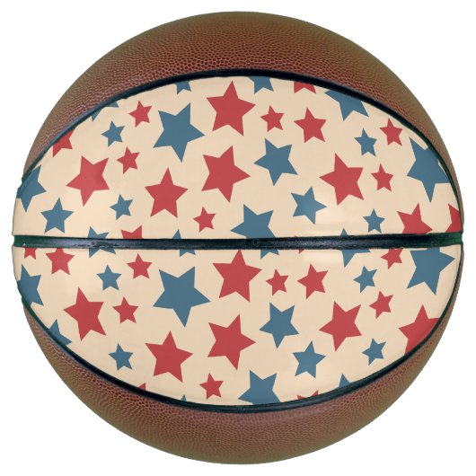 Red and Blue Stars, 4th of July, Beige Background Basketbal (Voorkant)