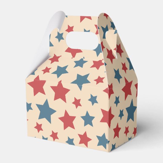 Red and Blue Stars, 4th of July, Beige Background Bedankdoosjes (Achterkant)