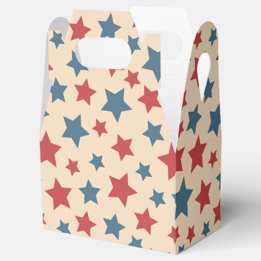 Red and Blue Stars, 4th of July, Beige Background Bedankdoosjes (Geopend)
