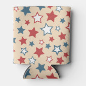 Red and Blue Stars, 4th of July, Beige Background Blikjeskoeler (Voorkant)