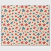 Red and Blue Stars, 4th of July, Beige Background Cadeaupapier (Vlak)