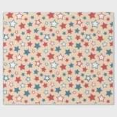 Red and Blue Stars, 4th of July, Beige Background Cadeaupapier (Vlak)