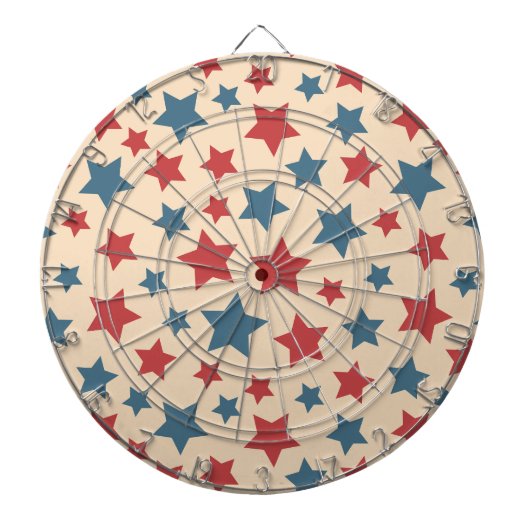 Red and Blue Stars, 4th of July, Beige Background Dartbord (Voorkant)