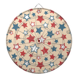 Red and Blue Stars, 4th of July, Beige Background Dartbord