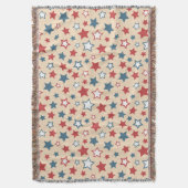 Red and Blue Stars, 4th of July, Beige Background Deken (Voorkant Verticaal)