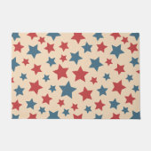 Red and Blue Stars, 4th of July, Beige Background Deurmat (Voorkant)
