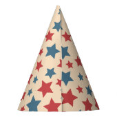 Red and Blue Stars, 4th of July, Beige Background Feesthoedjes (Achterkant)
