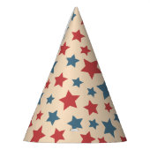 Red and Blue Stars, 4th of July, Beige Background Feesthoedjes (Links)