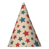 Red and Blue Stars, 4th of July, Beige Background Feesthoedjes (Rechts)