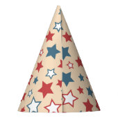 Red and Blue Stars, 4th of July, Beige Background Feesthoedjes (Achterkant)