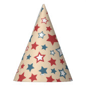 Red and Blue Stars, 4th of July, Beige Background Feesthoedjes (Links)