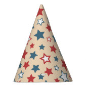 Red and Blue Stars, 4th of July, Beige Background Feesthoedjes (Rechts)